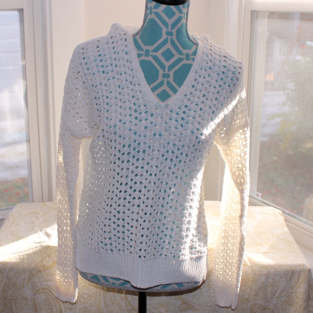 White LOFT hooded sweater